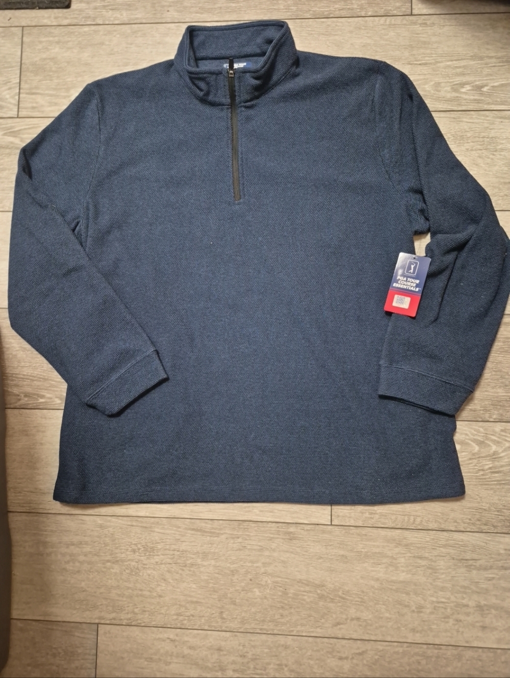 PGA Tour Course Essentials Brand Men's Golf Quarter-Zip Navy Pullover Sweater.